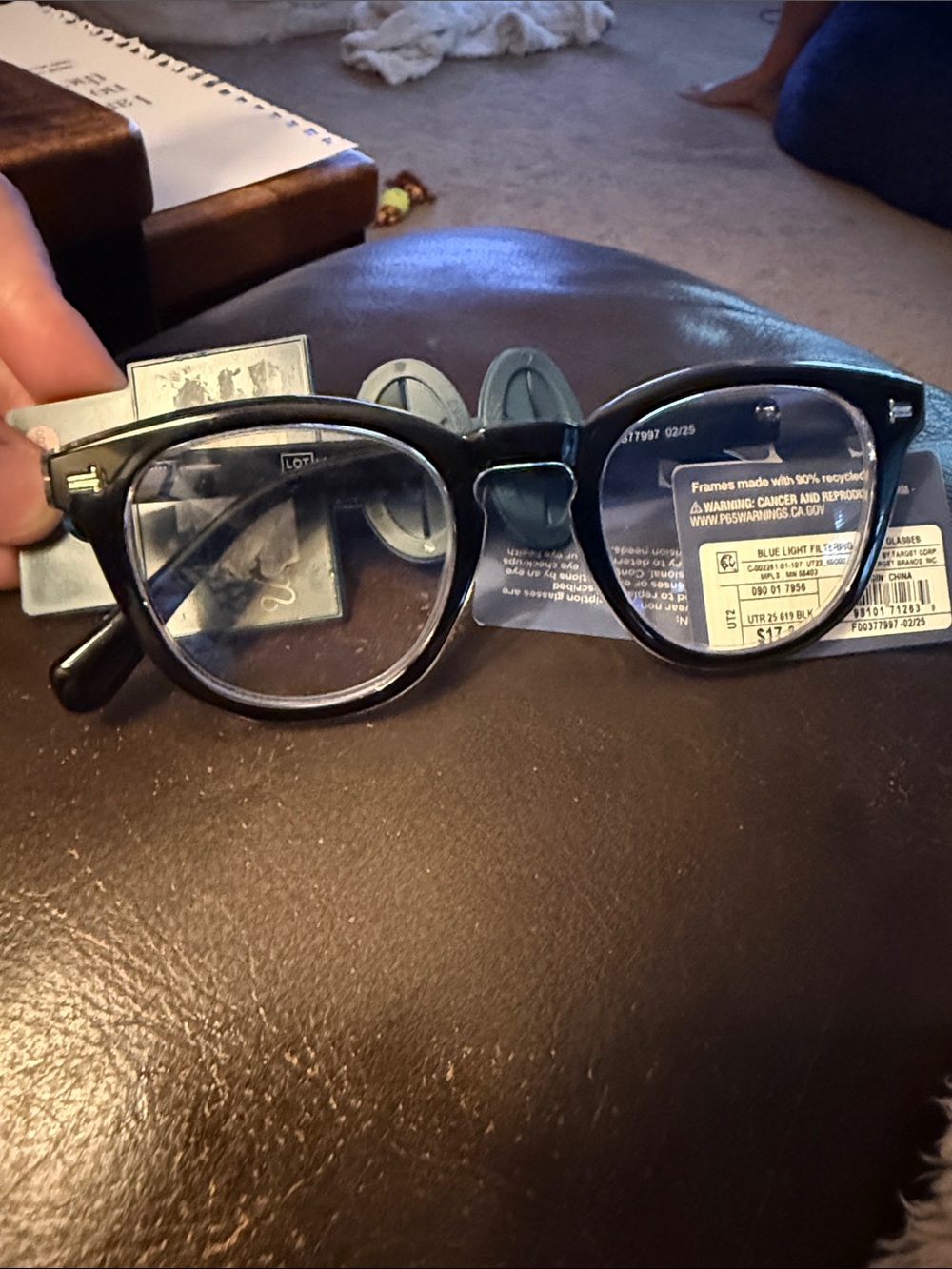 Universal Threads Classic Round Black Blue-Light Blocking Glasses (+2.00)